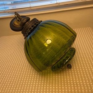 Vintage glass green swag lamp